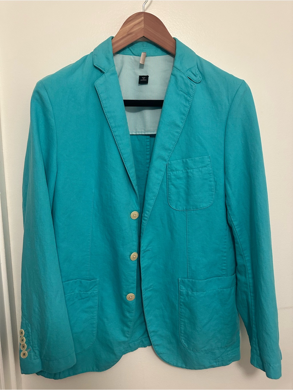 Hugo Boss Neel-D Aqua Linen 38r 3-Button Sport Coat Blazer